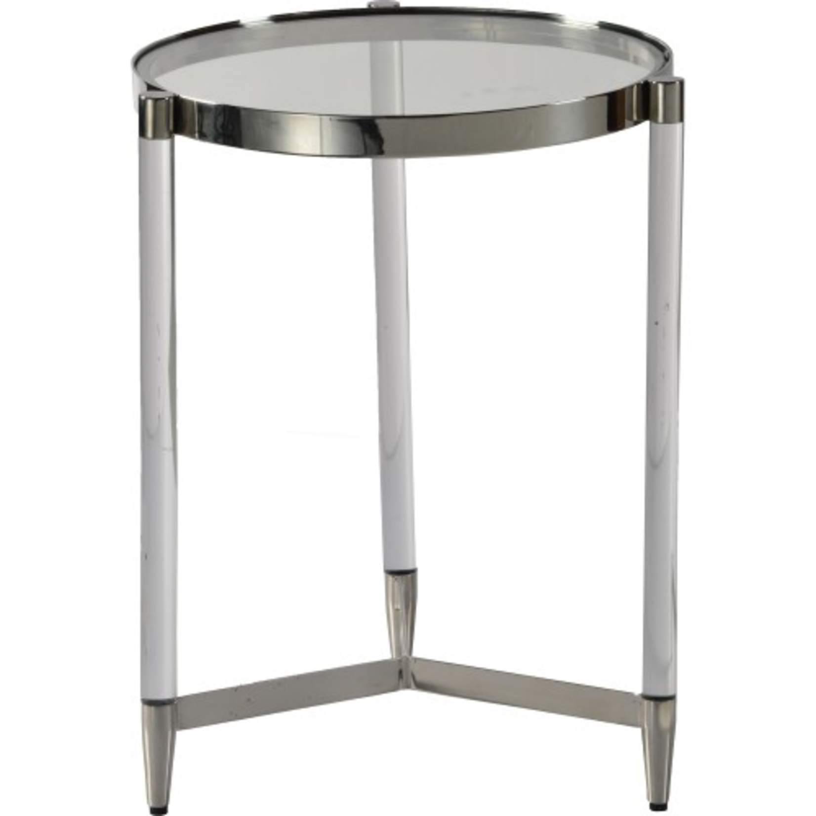 Shira  Stainless Steel - Acrylic - Glass Side Table, Chrome Finish