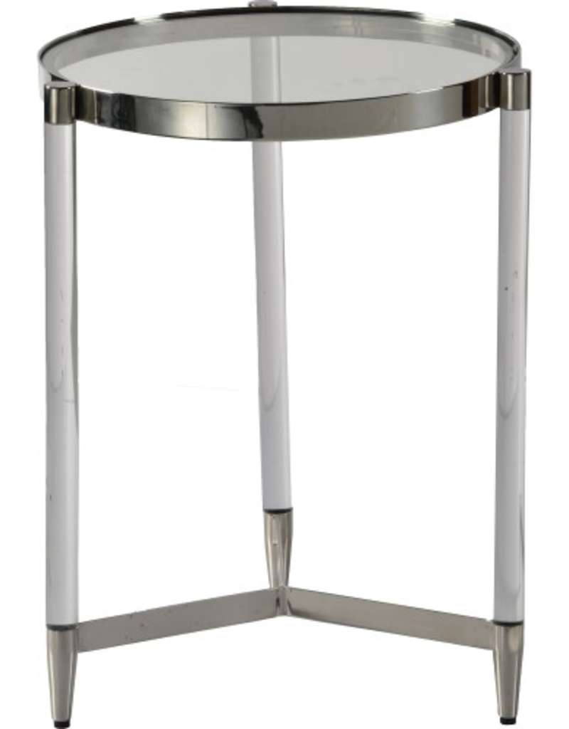 renwill Shira  Stainless Steel - Acrylic - Glass Side Table, Chrome Finish