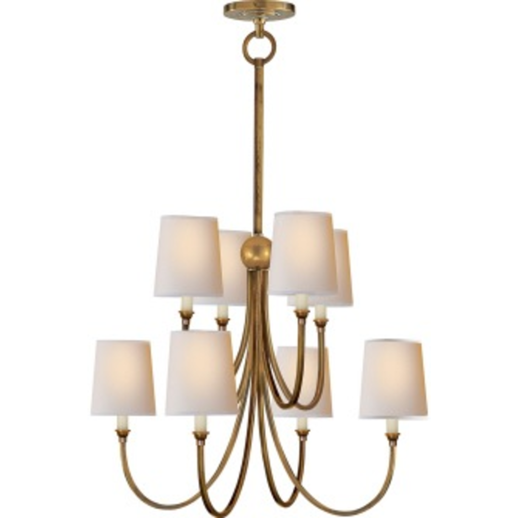 Visual Comfort Reed Large Chandelier in Hand Rubbed Brass with Natural  Paper Shade - extra long chain