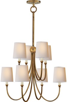 Visual Comfort Reed Large Chandelier in Hand Rubbed Brass with Natural  Paper Shade - extra long chain