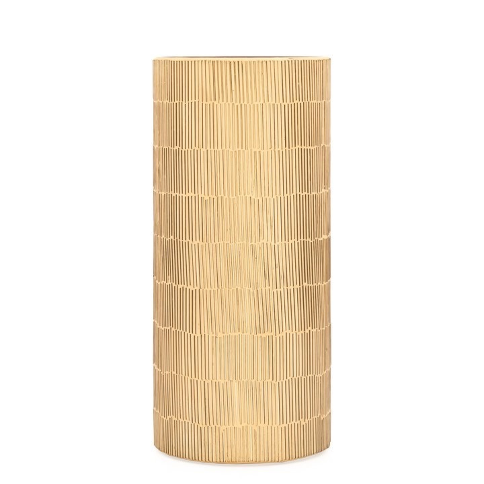 Torre & Tagus Bamboo Glass Mosaic 4d x 9"Cylinder Vase - Gold