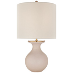 Visual Comfort Albie Small Desk Lamp in Blush with Cream Linen Shade