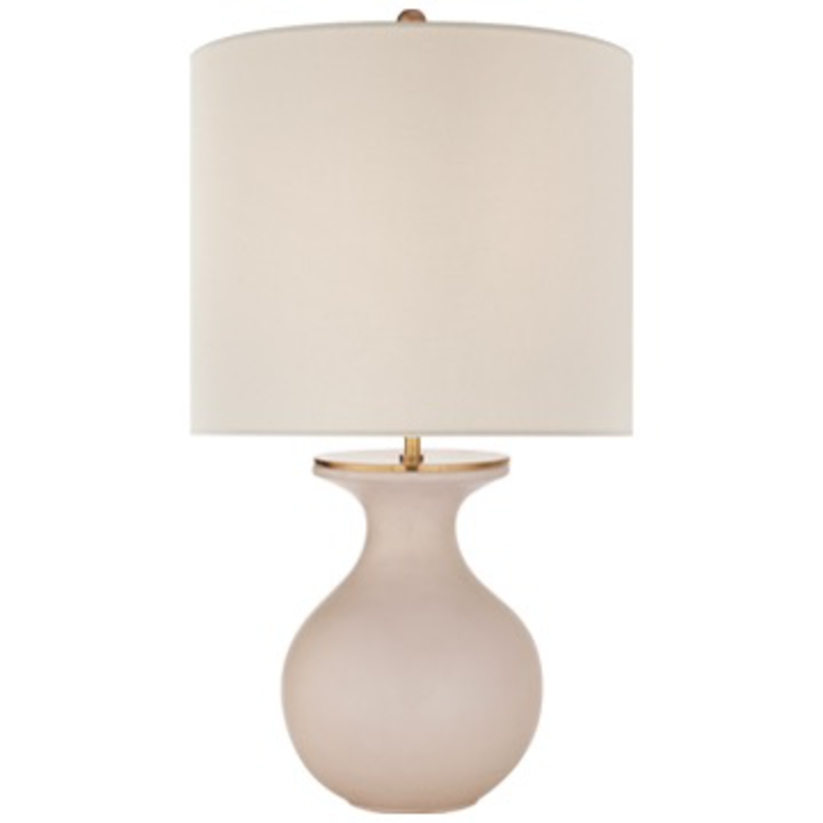 Visual Comfort Albie Small Desk Lamp in Blush with Cream Linen Shade