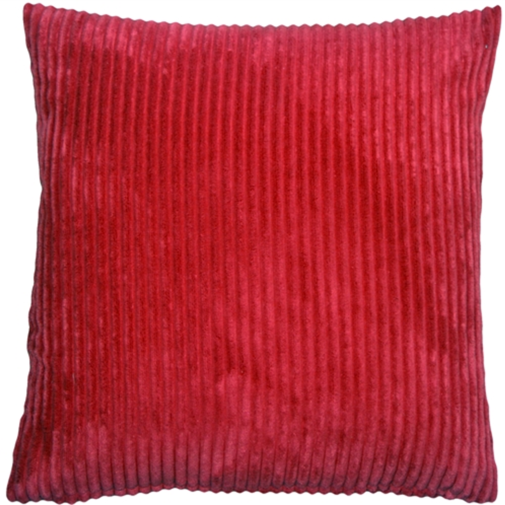 Corduroy Red 22X22 Cushion with Feather Filler