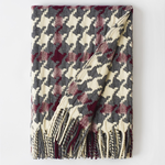 Burel Pied de Coq throw red 100% merino wool