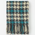Burel Pied de Coq throw teal 100% merino wool