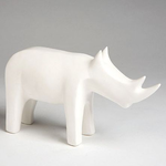 Global Views Ceramic Rhino - Matte White