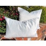 Ice Blue Rippled Velvet  cushion 14 x 20 with feather filler