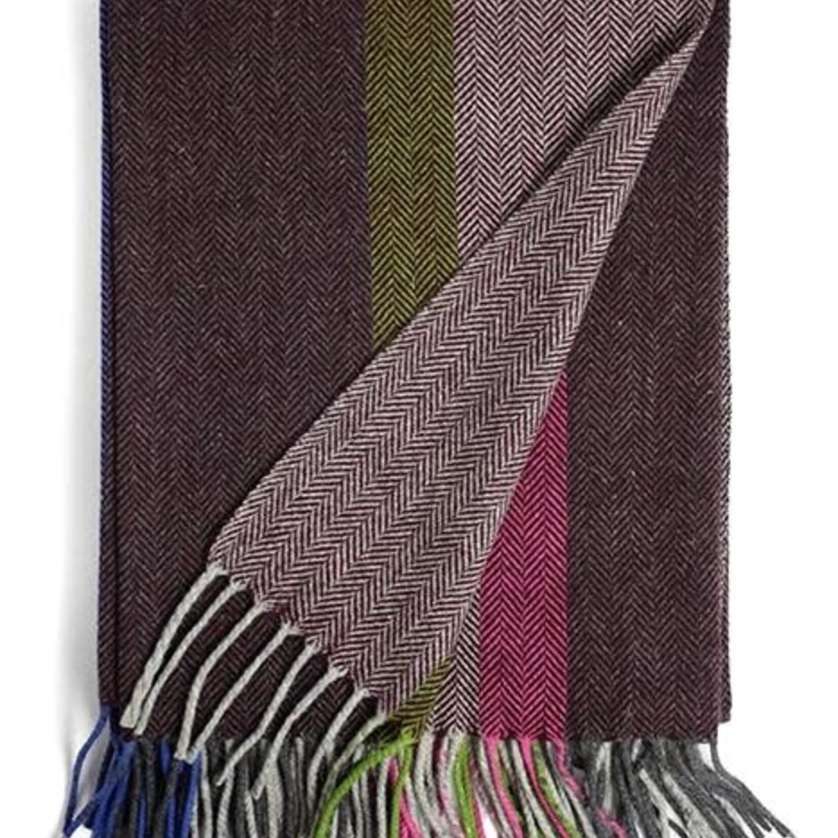 Burel Multicolour throw bordeaux 100% merino wool
