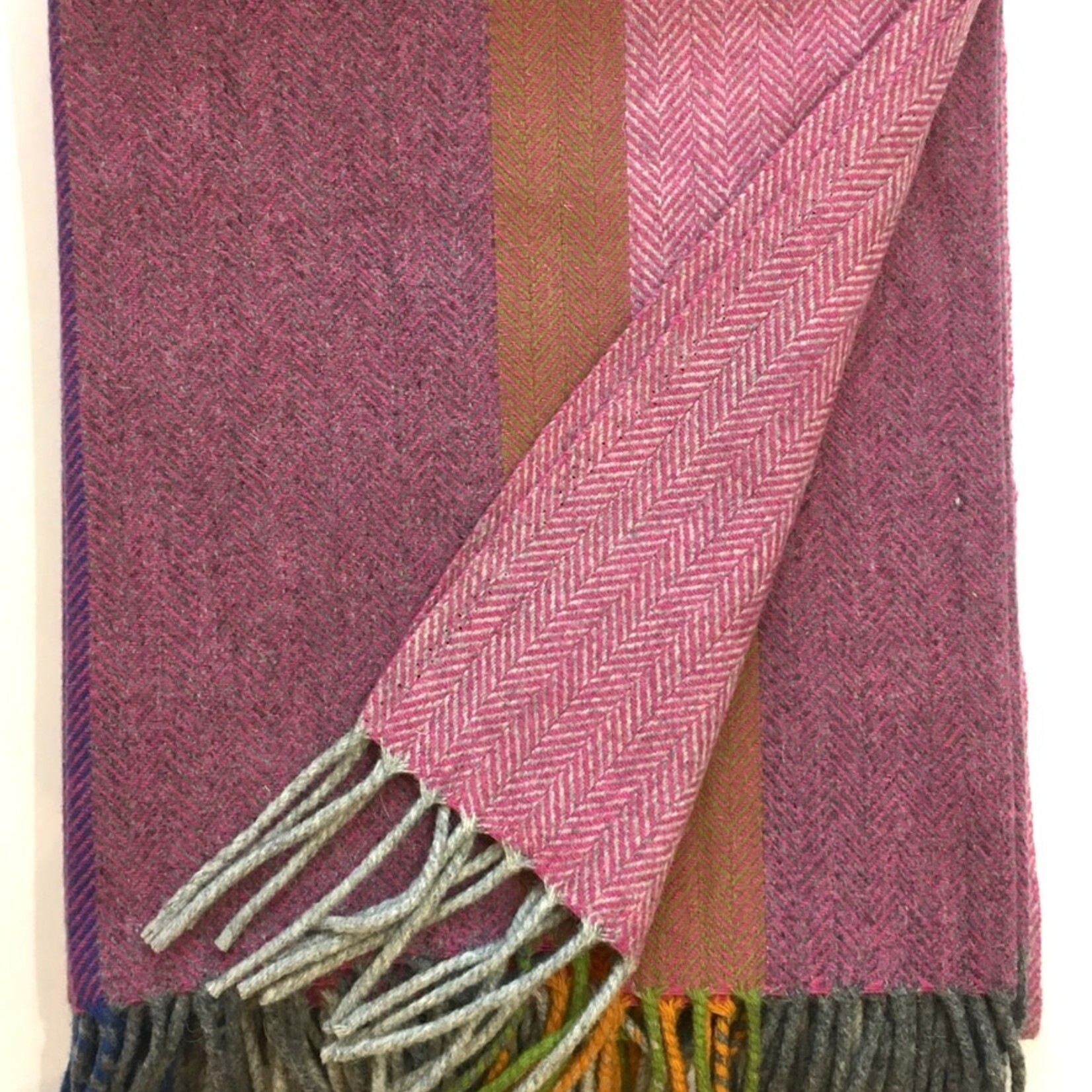 Burel Multicolour throw orange 100% merino wool