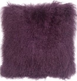 Pillow Decor Purple Mongolian Sheepskin 18x18 Cushion