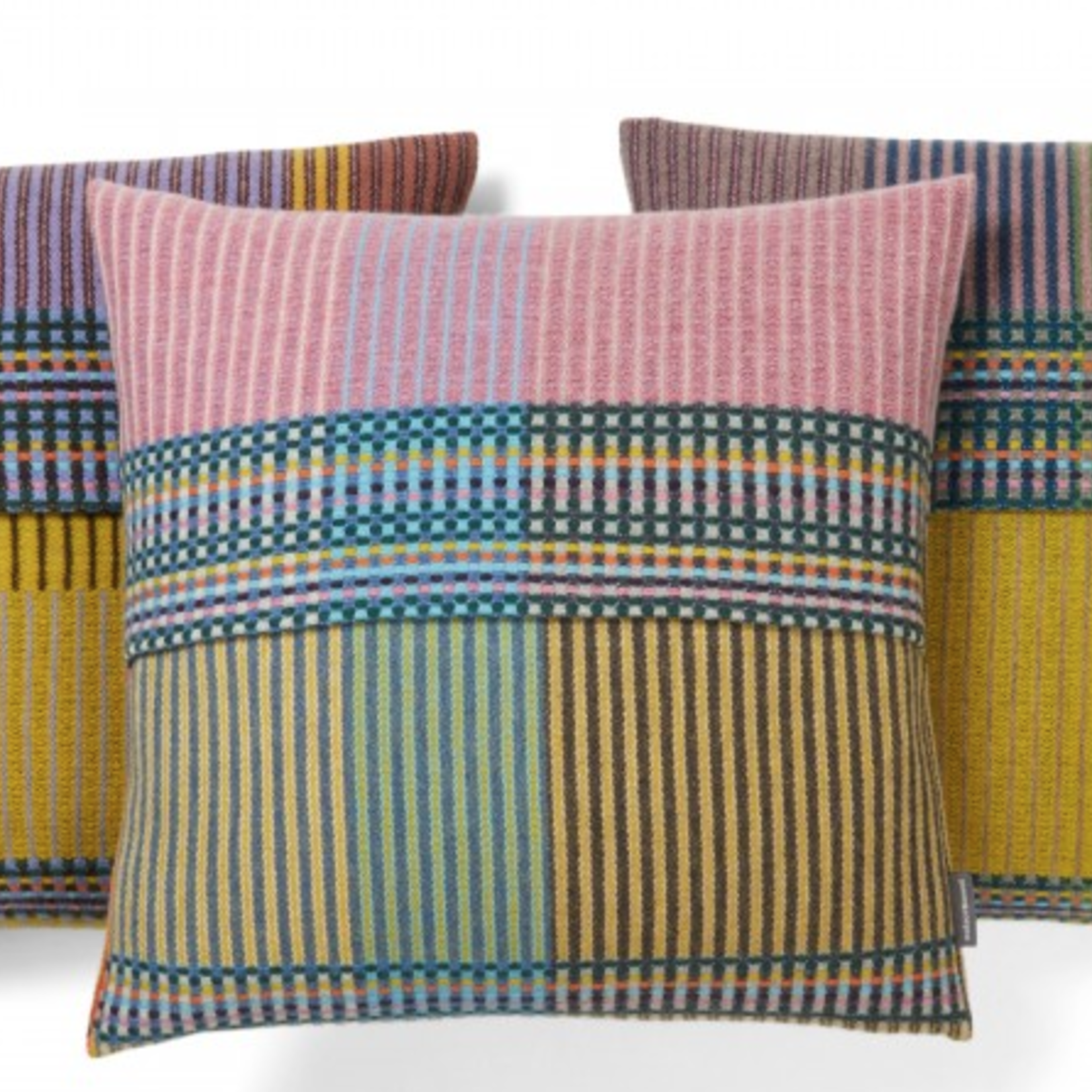 Wallace Sewell W&S Hambling 100% Lambswool Cushion Yellow & Pink 18x18