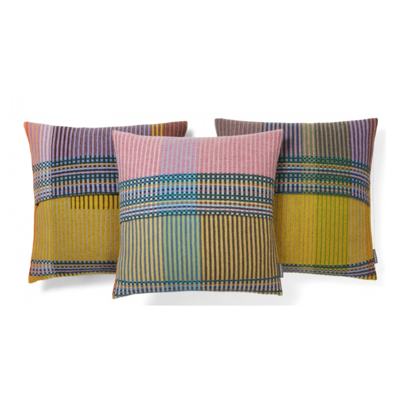 Wallace Sewell W&S Hambling 100% Lambswool Cushion Yellow & Pink 18x18