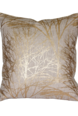 Pillow Decor Forest Gold Linen 18X18 Cushion with Feather Filler