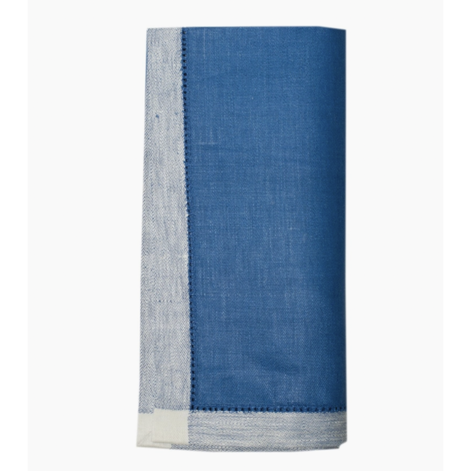 Linen Way Majesty Napkin Single 100% Blue Linen with White Border