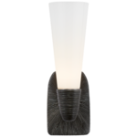 Visual Comfort Utopia Small Single Bath Sconce in Aged Iron with White Glass