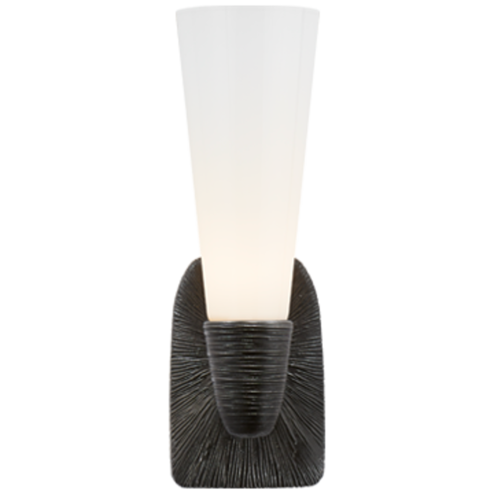 Visual Comfort Utopia Small Single Bath Sconce in Aged Iron with White Glass