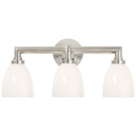 Visual Comfort Wilton Triple Bath Light in Polished Nickel with White Glass