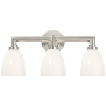 Visual Comfort Wilton Triple Bath Light in Polished Nickel with White Glass