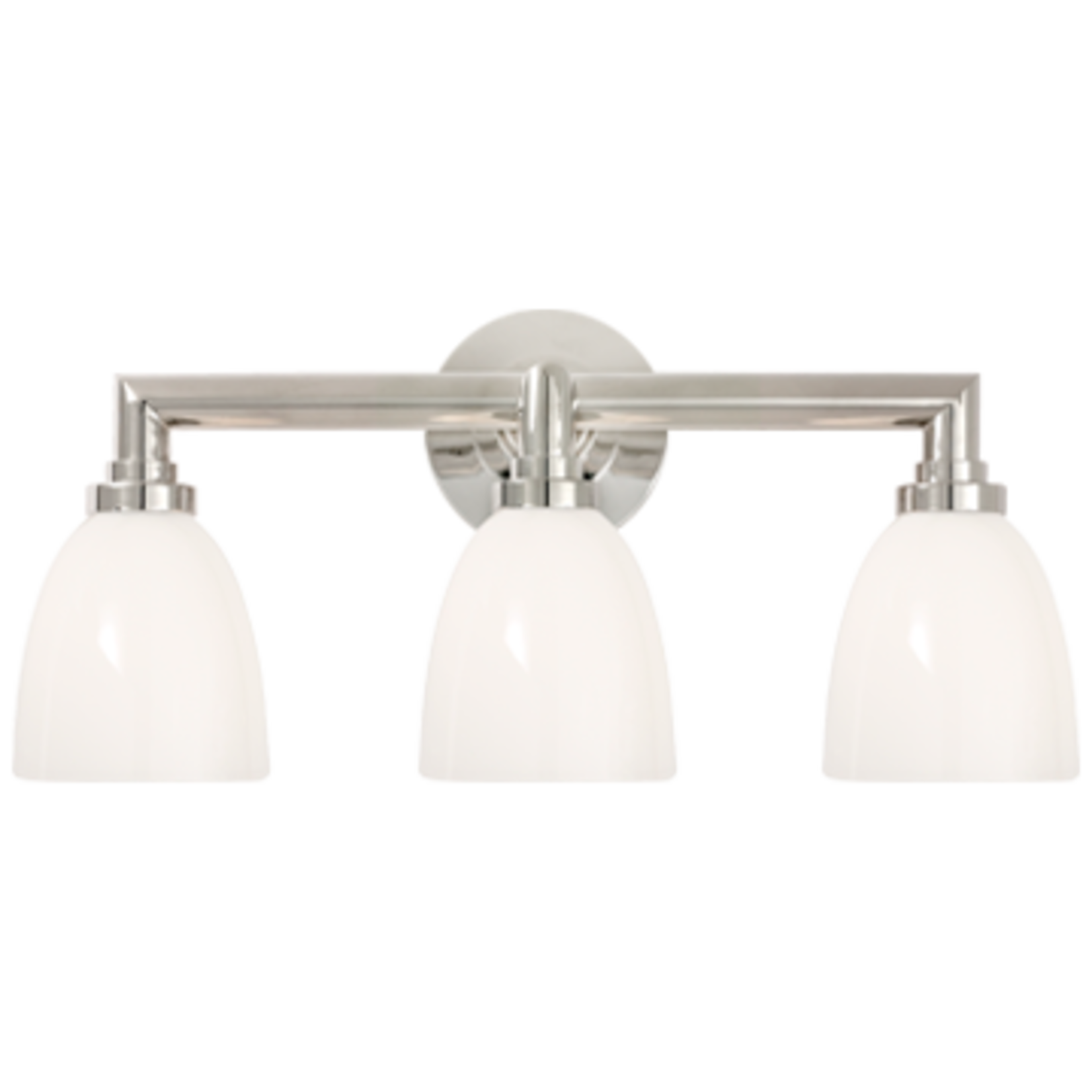 Visual Comfort Wilton Triple Bath Light in Polished Nickel with White Glass