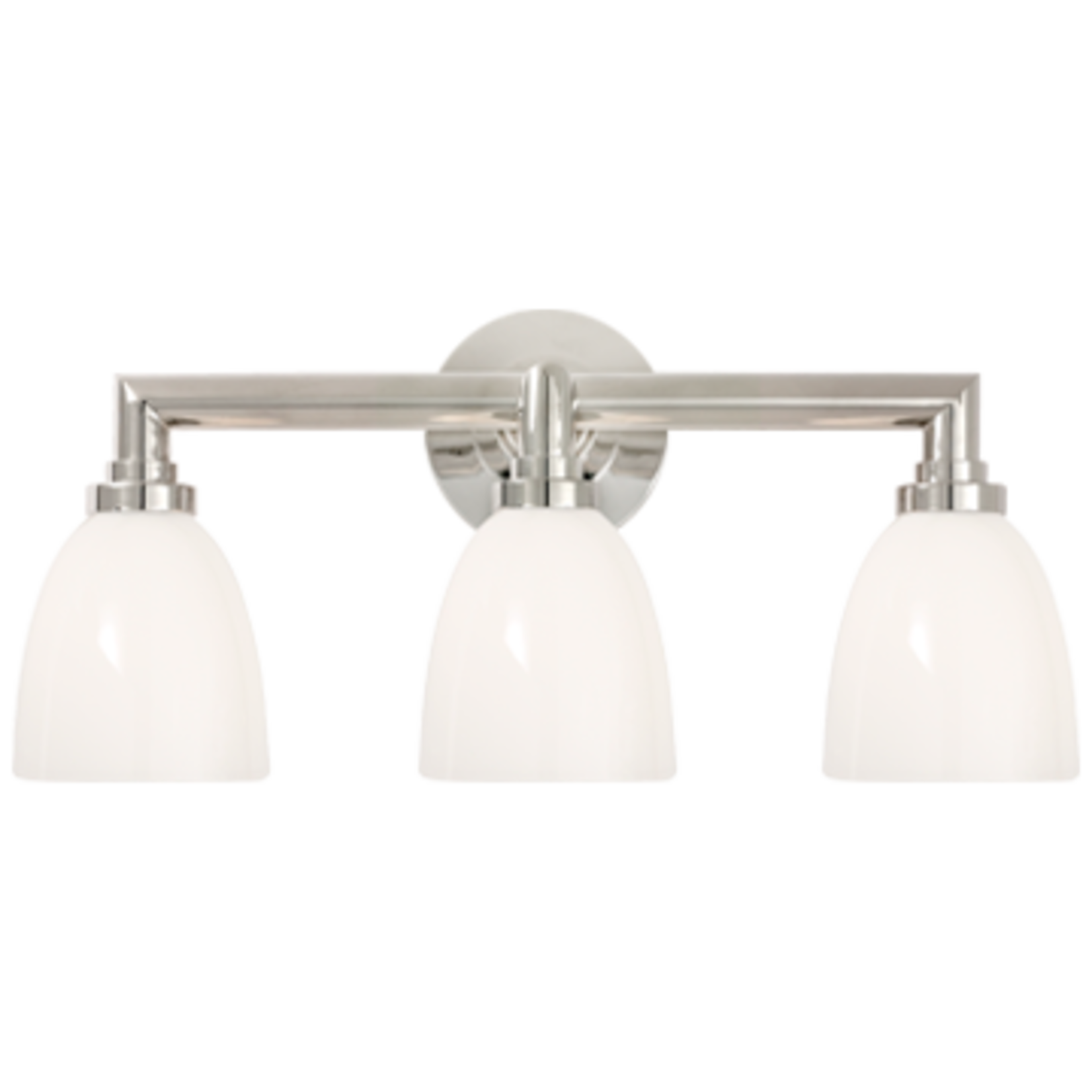 Visual Comfort Wilton Triple Bath Light in Polished Nickel with White Glass