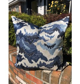 Kanagawa Blue Wave Duo Cushion 22 x 22 with Feather Filler