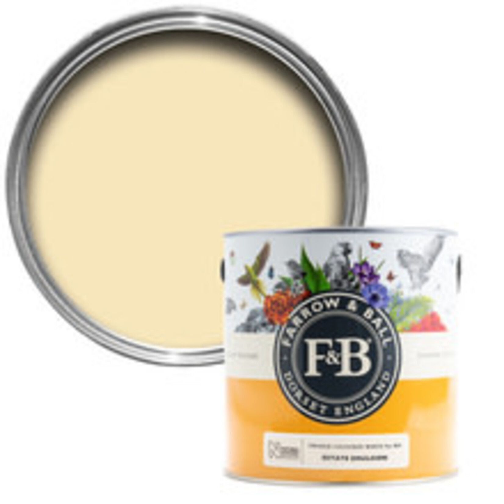Farrow and Ball 750ml Estate Eggshell Orange coloured White No.W5