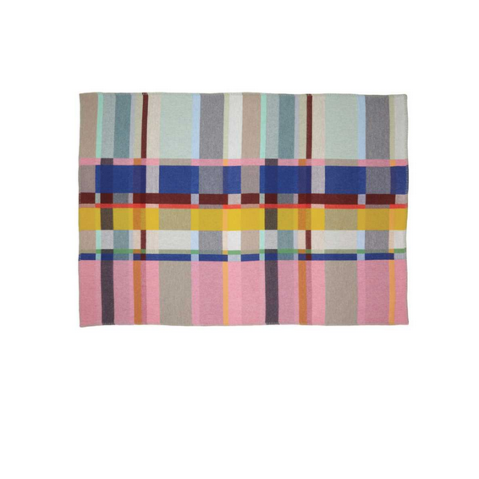 Wallace Sewell W&S Lloyd Block Bright Mint & Pink Lambswool Throw 48" x 67"