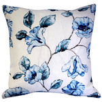 Pillow Decor Blue Lily Linen Throw Pillow 20x20 with Feather Filler