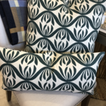 Green and Cream Twist 14 x 24  Lumbar Cushion with Feather Filler