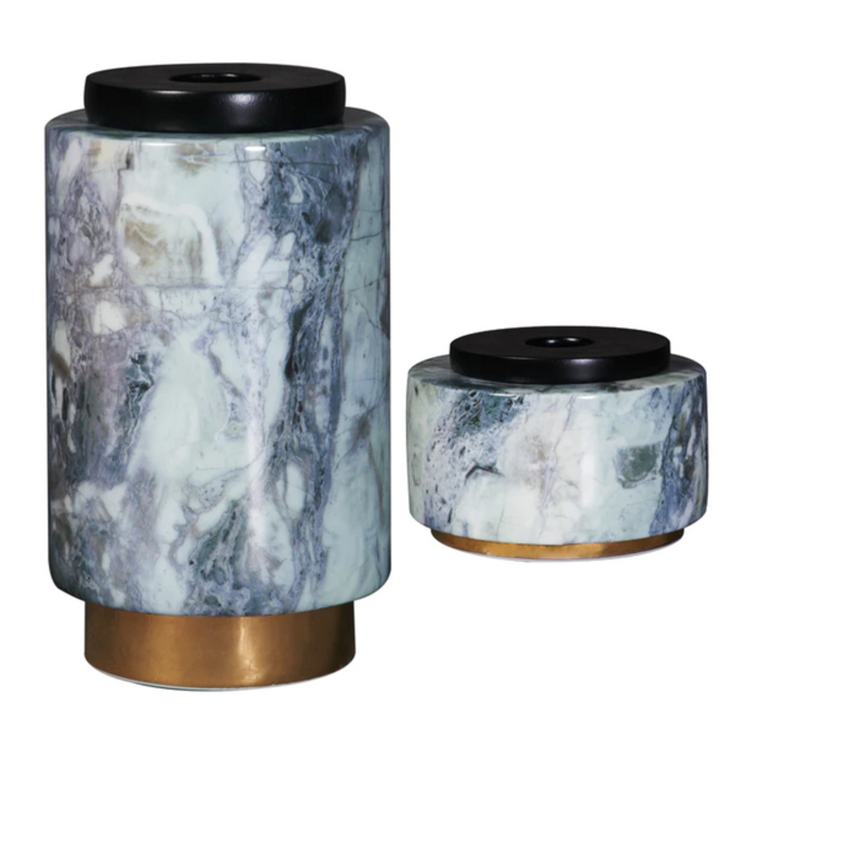 Guild Design Gallery Blue Granite Tall Canister with Black Wood Lid