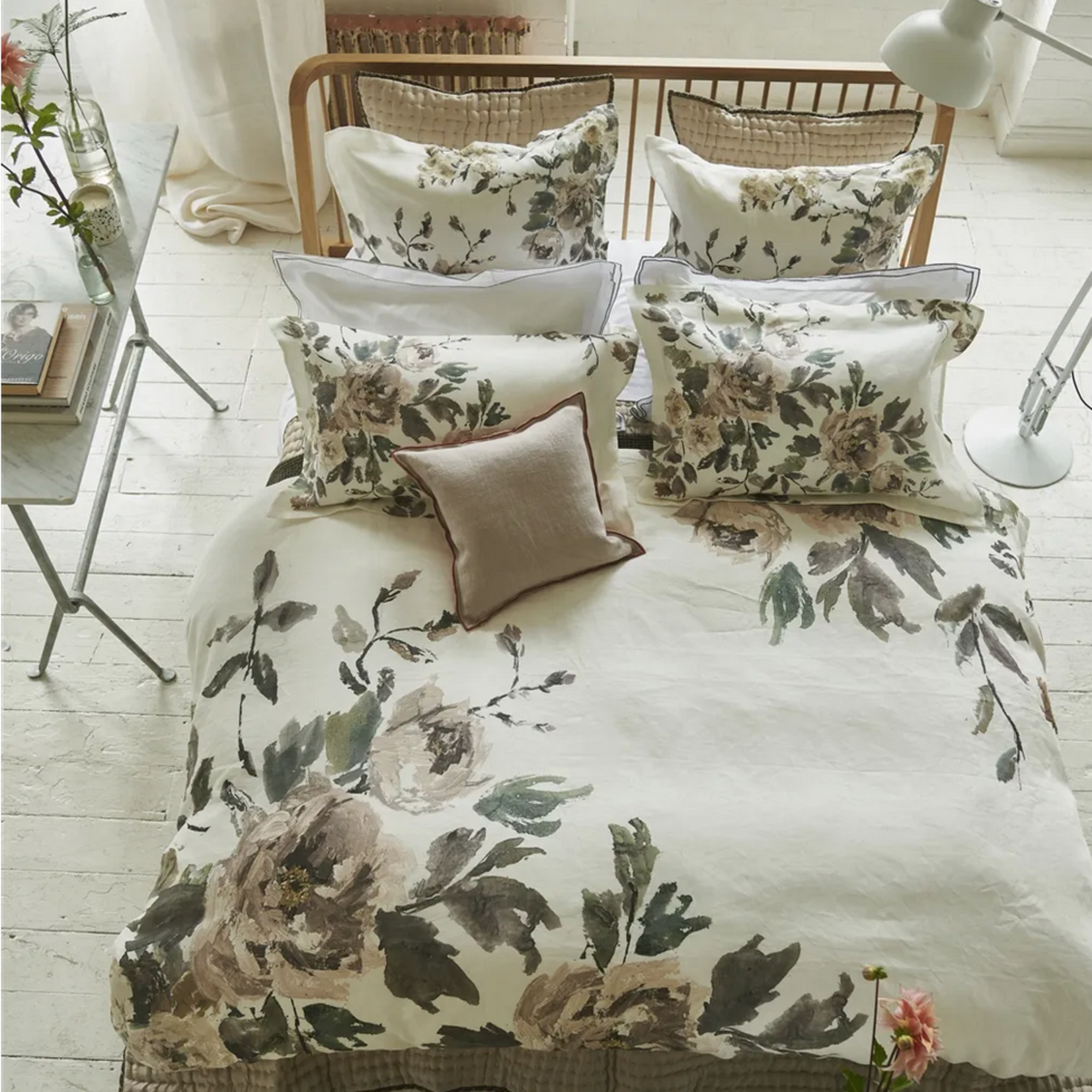 Designer's Guild Shanghai Garden Ecru Queen Duvet Cover