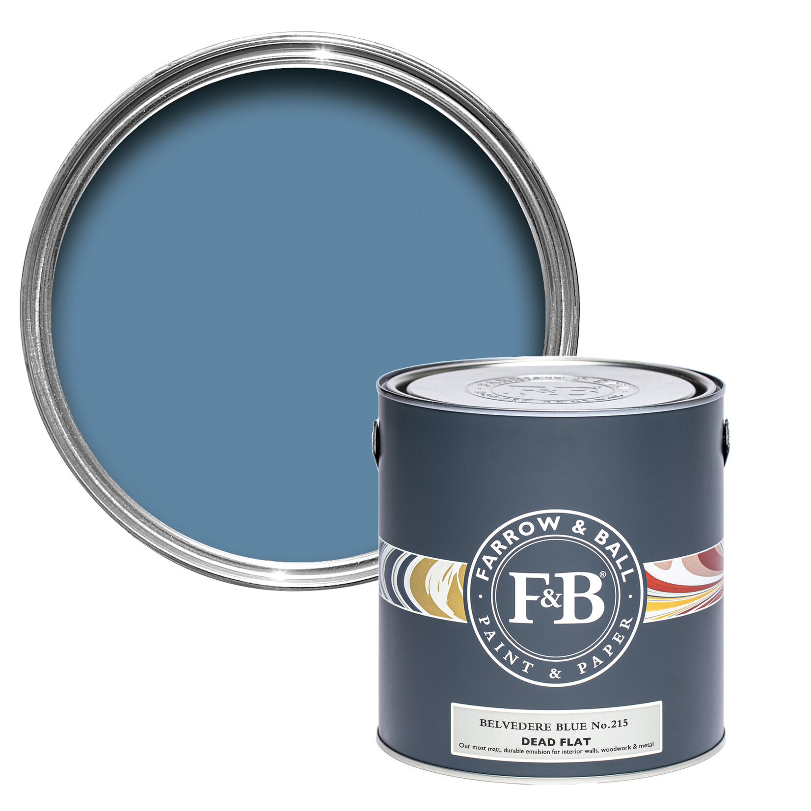 Farrow and Ball US Gallon Dead Flat Belvedere Blue No 215