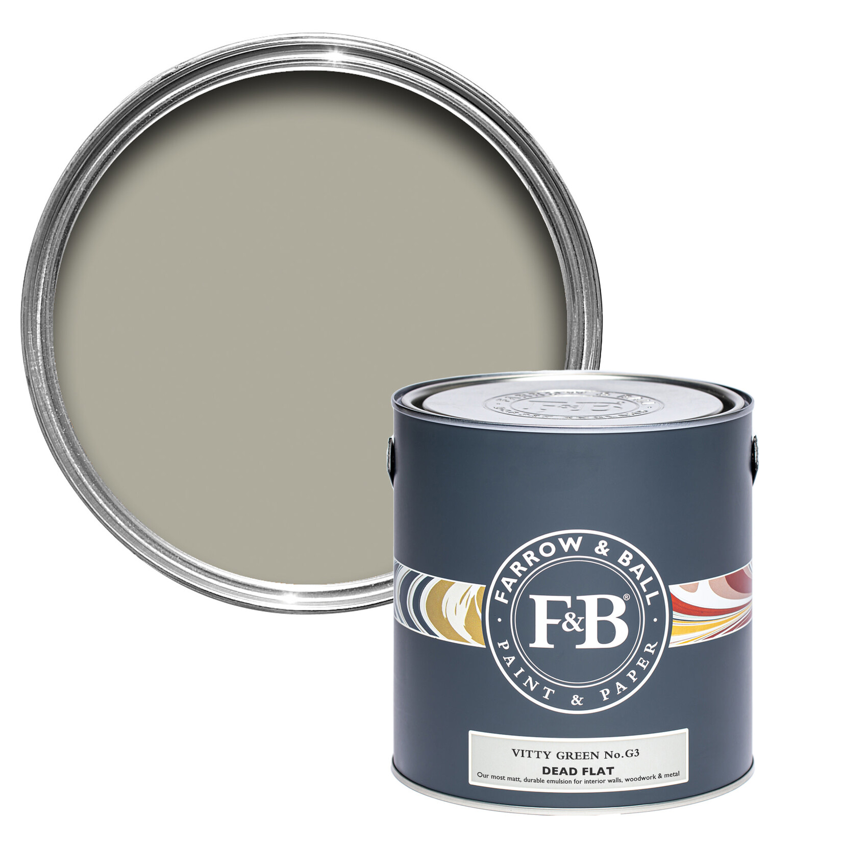 Farrow and Ball US Gallon Dead Flat Vitty Green No.G3
