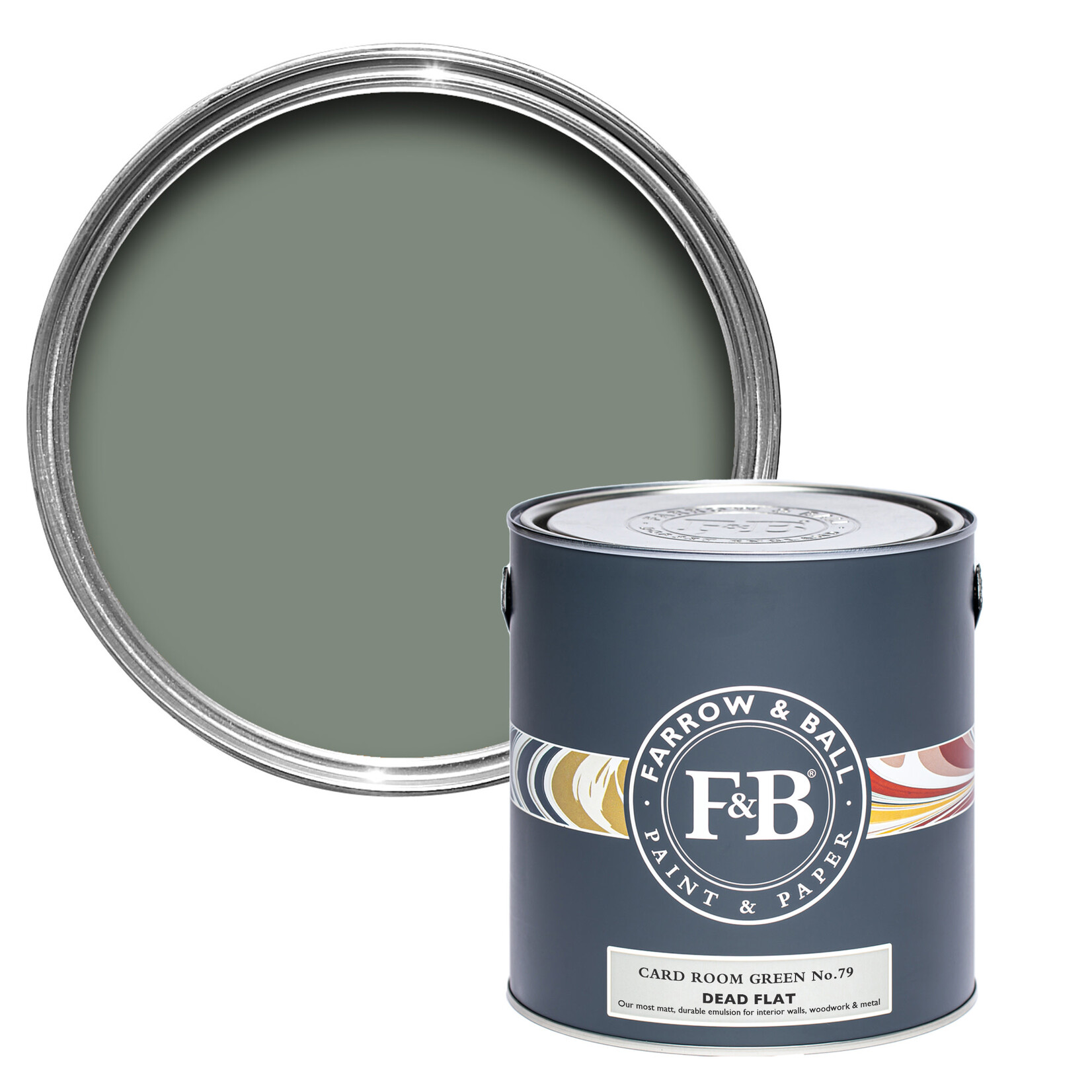 Farrow and Ball US Gallon Dead Flat Card Room Green No 79