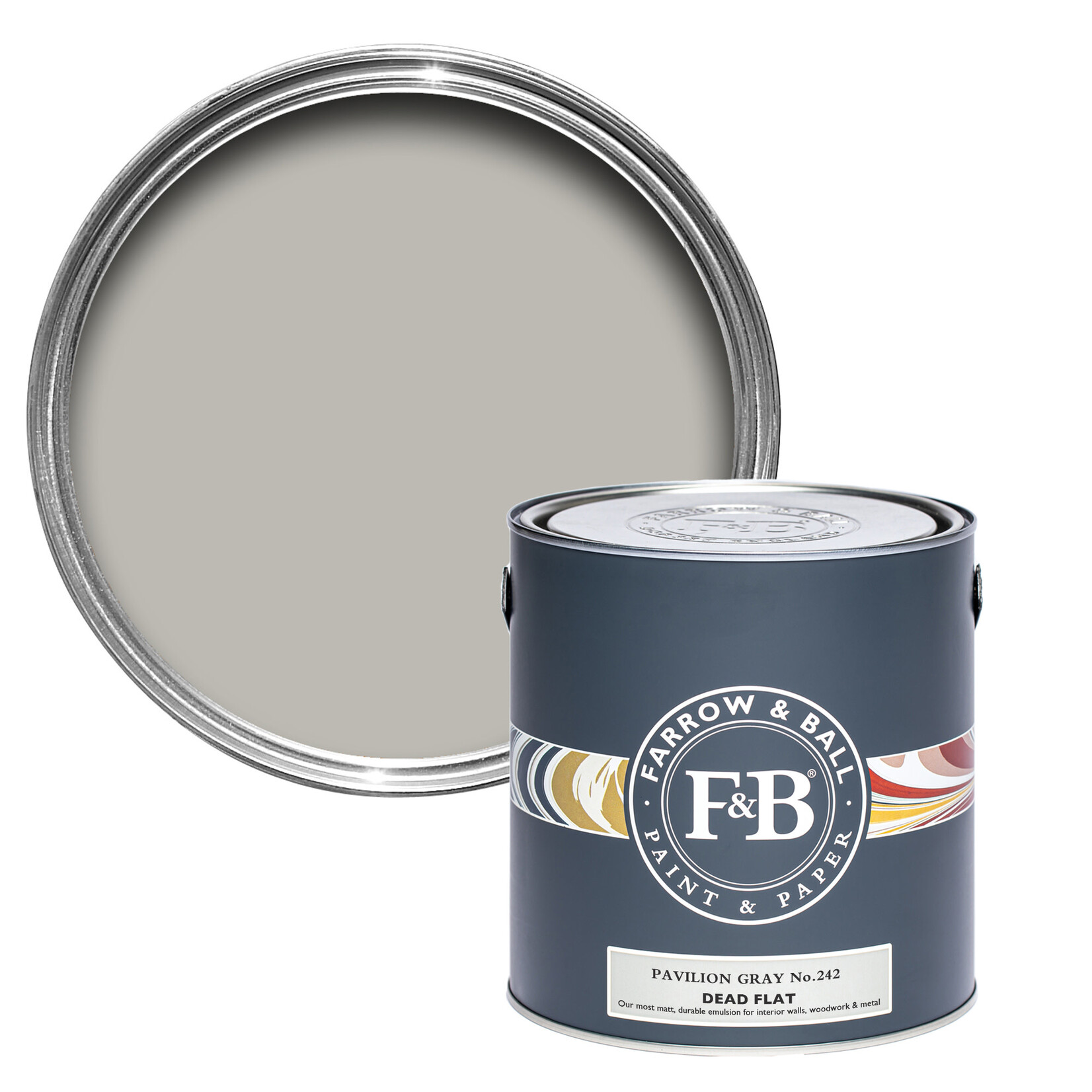 Farrow and Ball US Gallon Dead Flat Pavilion Gray No 242