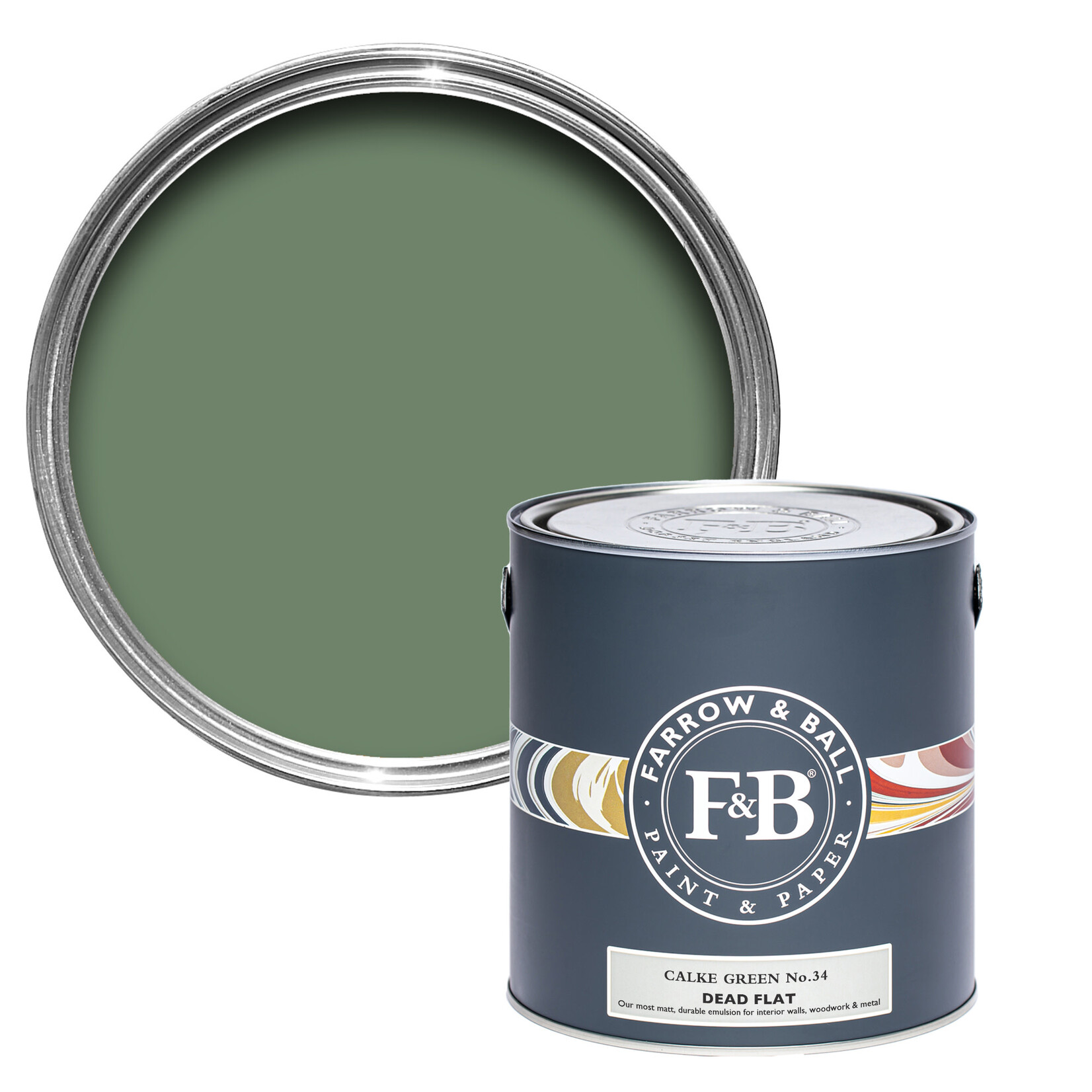Farrow and Ball US Gallon Dead Flat Calke Green No 34