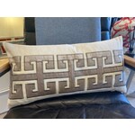 Tyson Taupe and White Lumbar Pillow 12 x 24