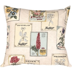 Vintage Seed Packet Pillow with 20x20 feather filler