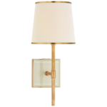 Visual Comfort Bradford Medium Sconce in Soft Brass and Cream with Cream Linen Shade with Soft Brass Trim