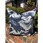 Bespoke Blue Mountaintop 22 x 22 Cushion with Feather Filler