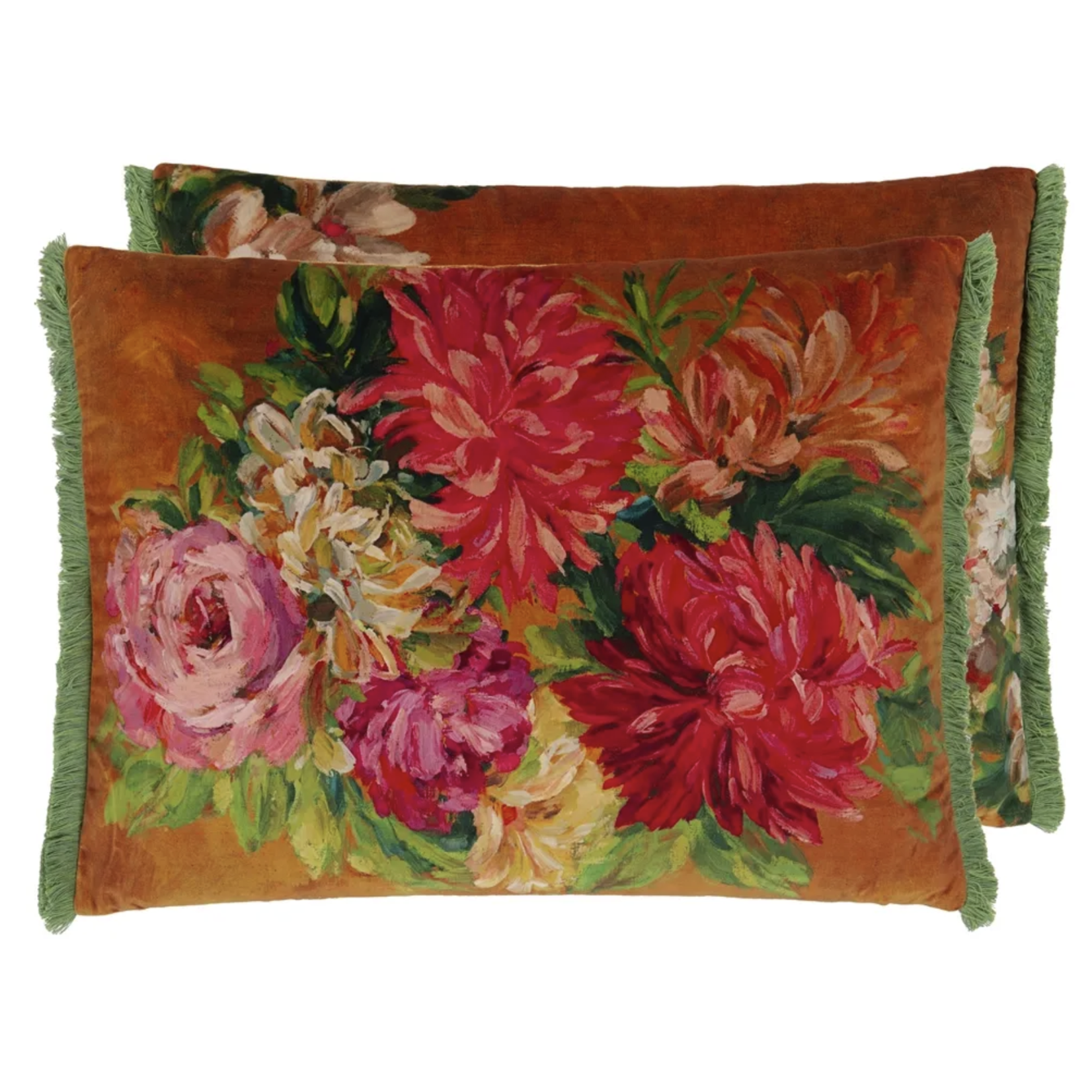 Fleurs D Artistes Velours Terracotta Decorative Pillow