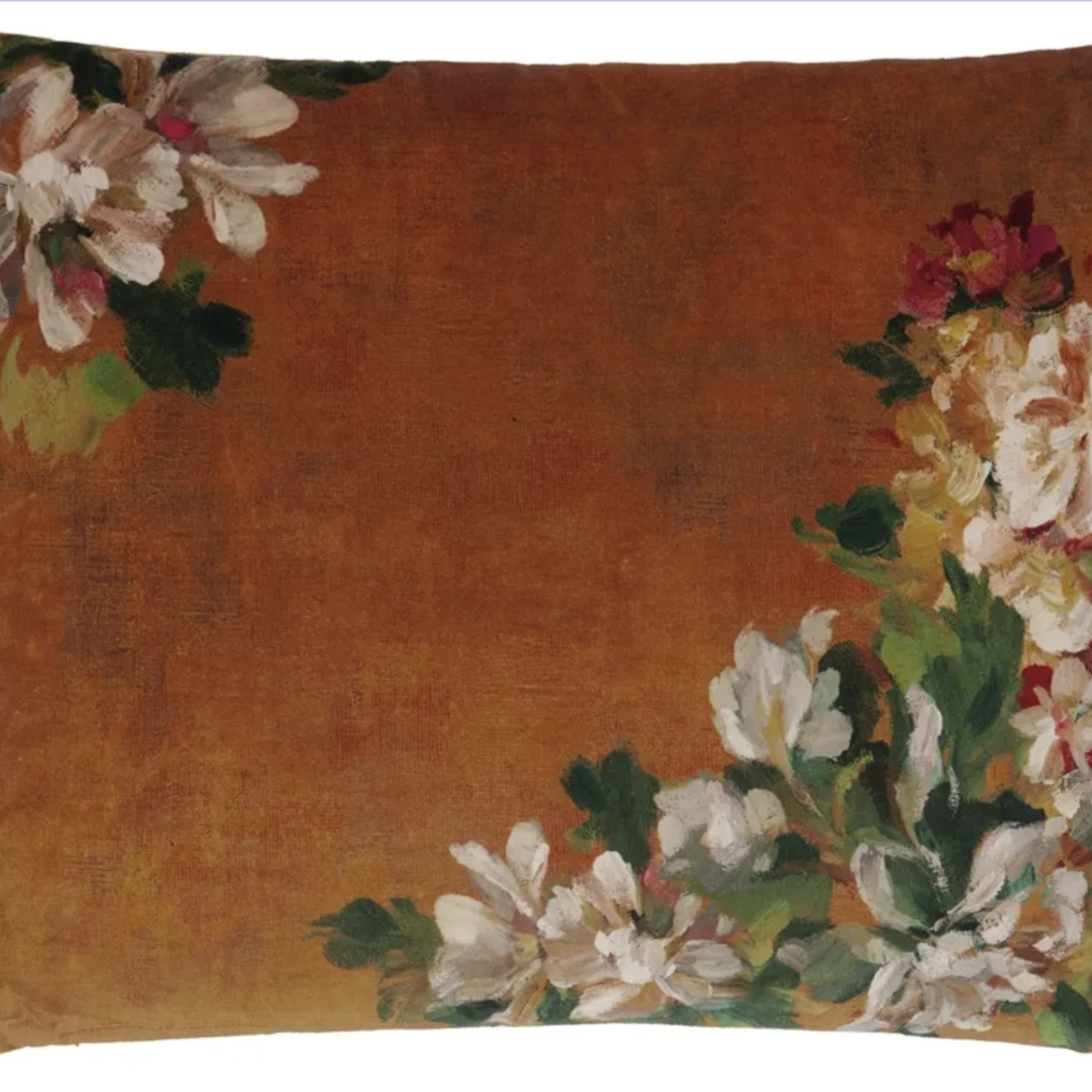 Fleurs D Artistes Velours Terracotta Decorative Pillow