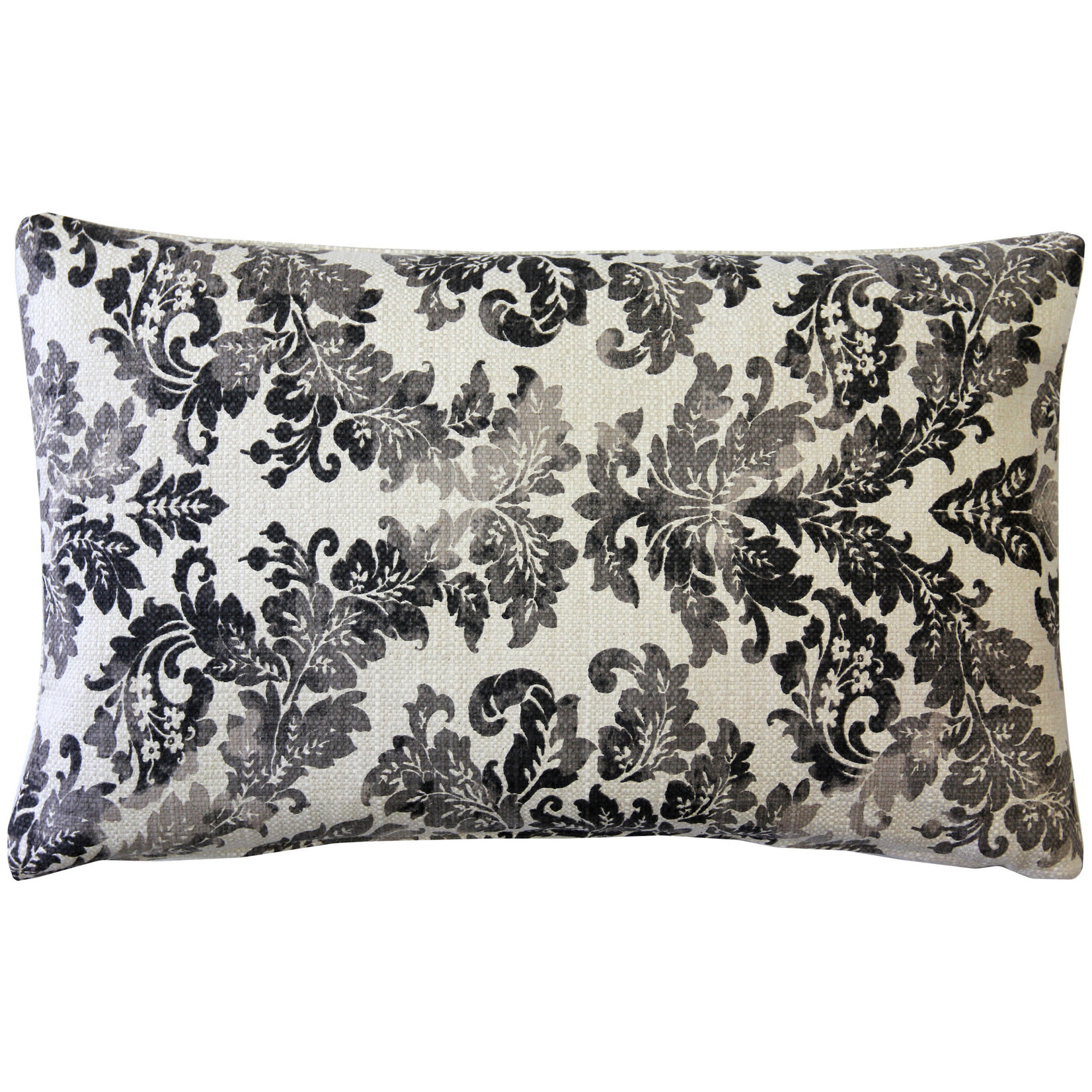 Calliope Gray Damask Throw Pillow Cover 12" X 20"