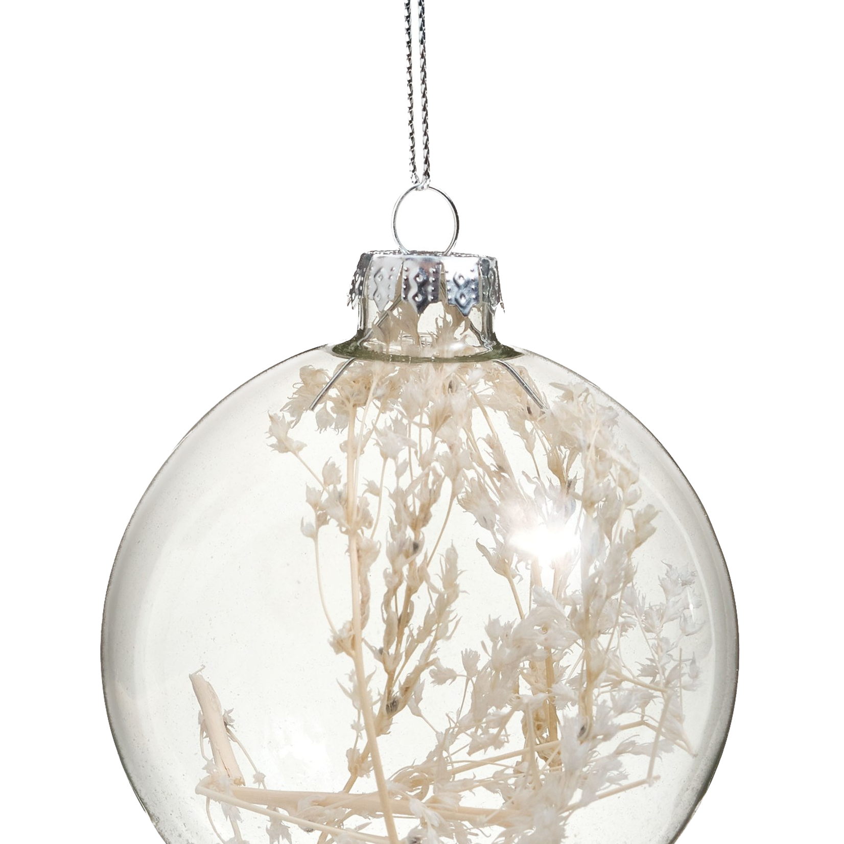 Pine Center Dried Winterbloom Glass  Ornament