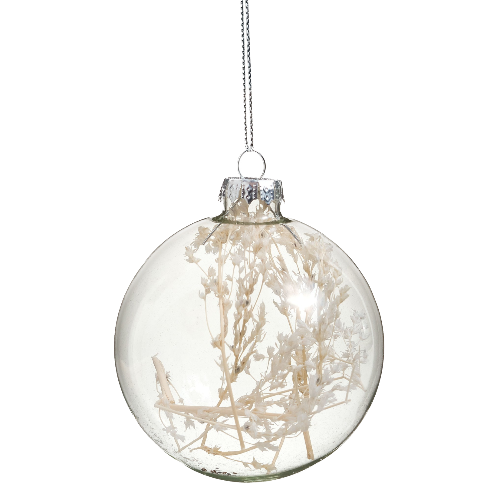 Pine Center Dried Winterbloom Glass  Ornament