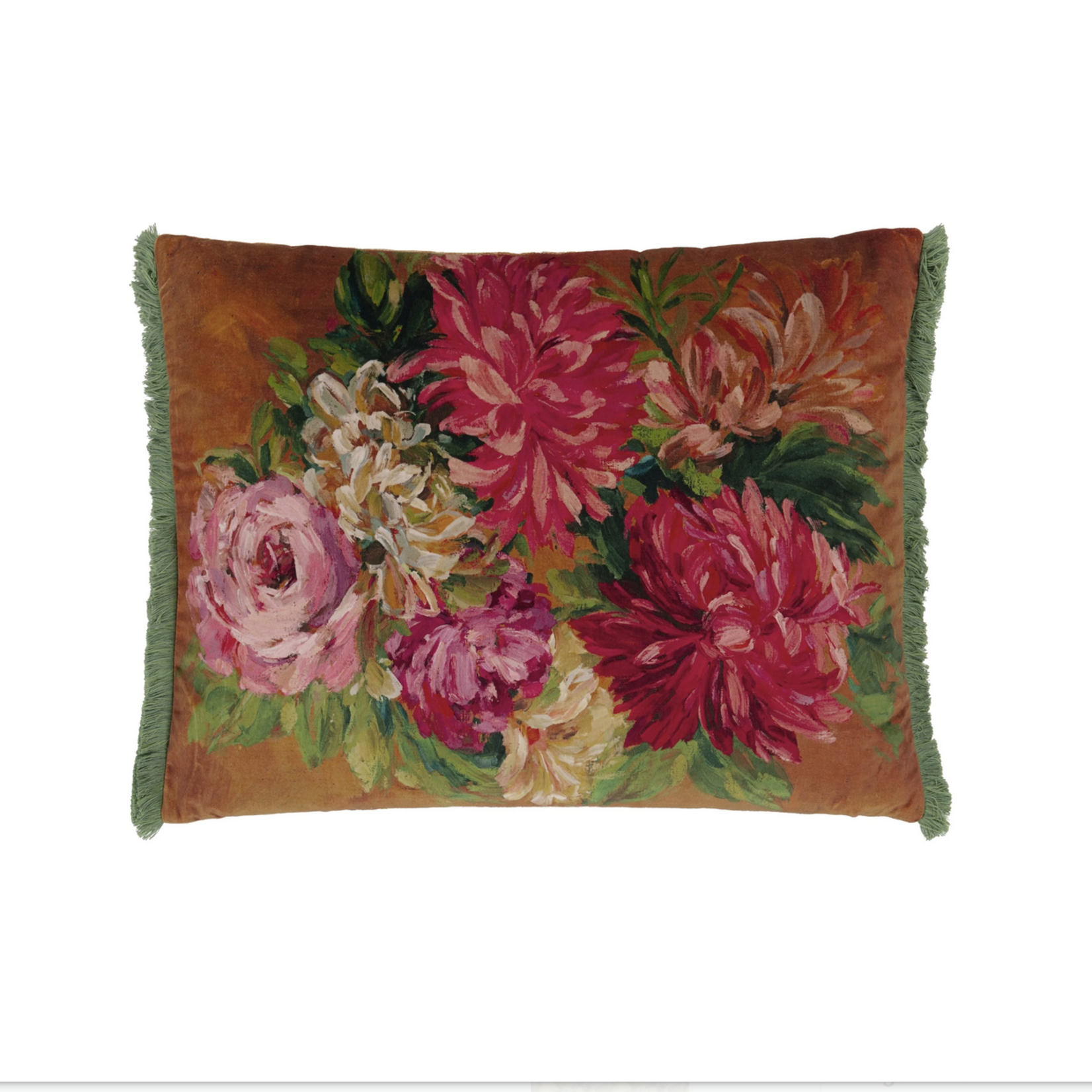 Fleurs D Artistes Velours Terracotta Decorative Pillow