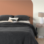 Stone Washed  Charcoal Queen Quilt Duvet Cover and Double Sham Set