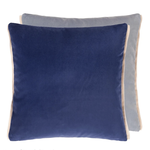 Designer's Guild Varese Indigo and Smoke Velvet Toss Cushion 17"x17"