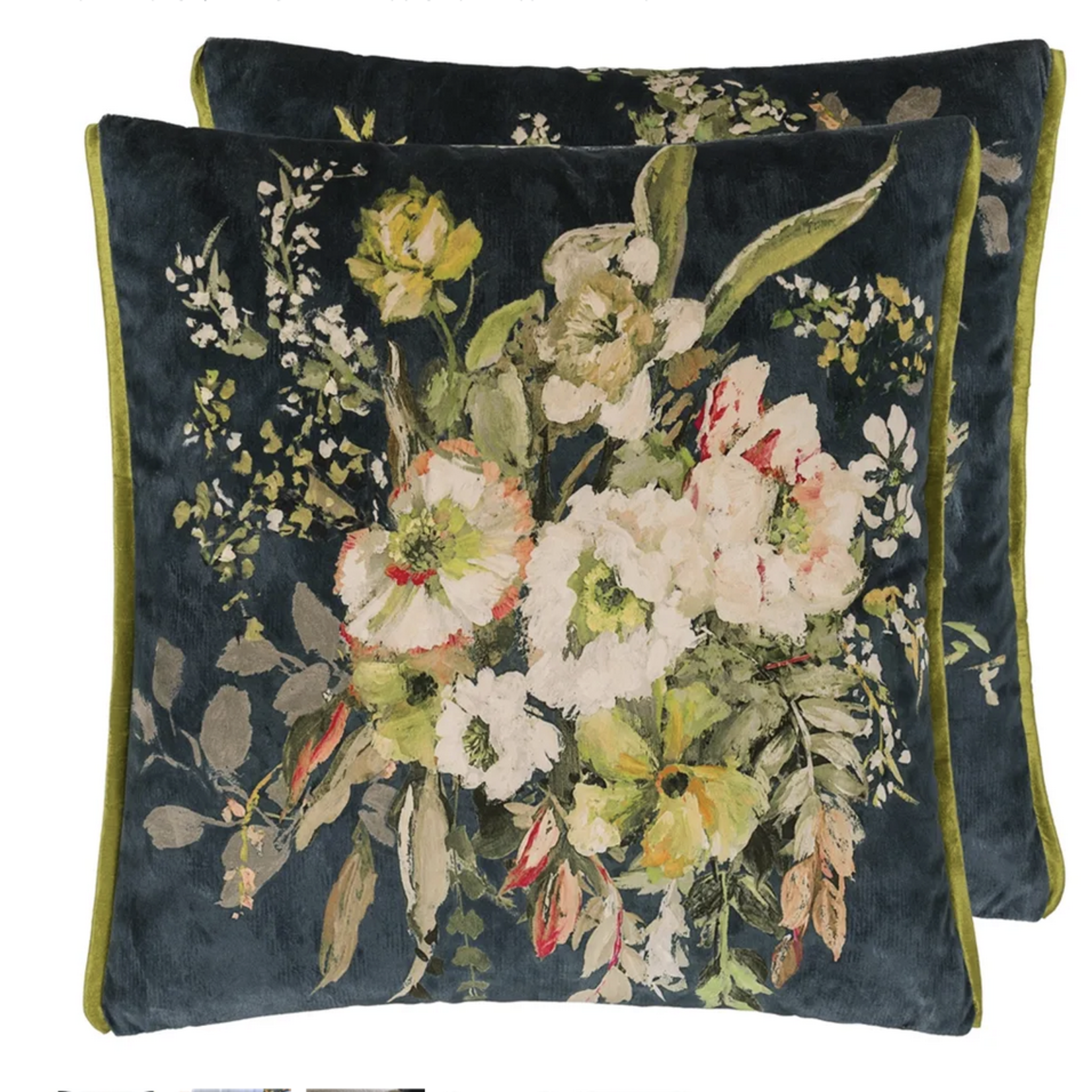 Designer's Guild Margaretta Velour Noir Decorative Cushion 22"x22"